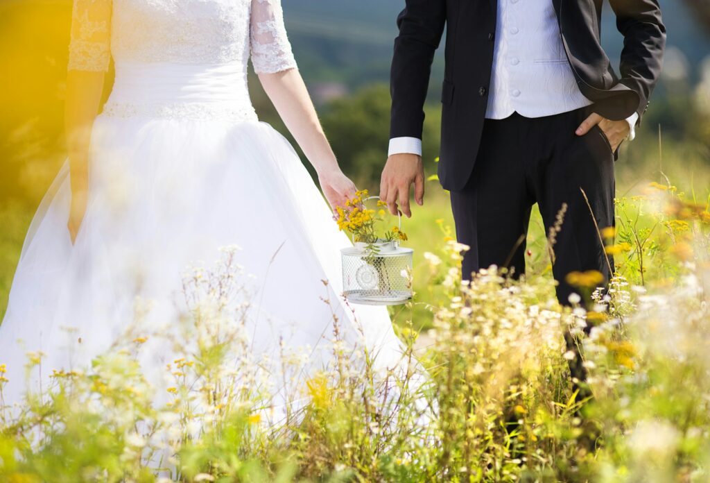 Young wedding couple